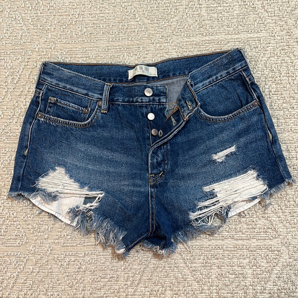 Free People Distressed Denim Shorts